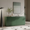 WoodBee Craft "The Vortex Ripple" Premium Black Carved Wood Sideboard