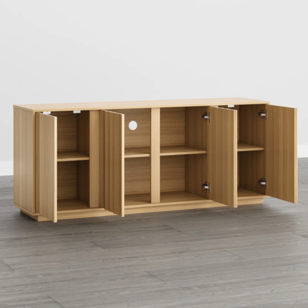 8 WoodBee Craft "The Sora Wave" Premium Natural Fluted Wood Credenza