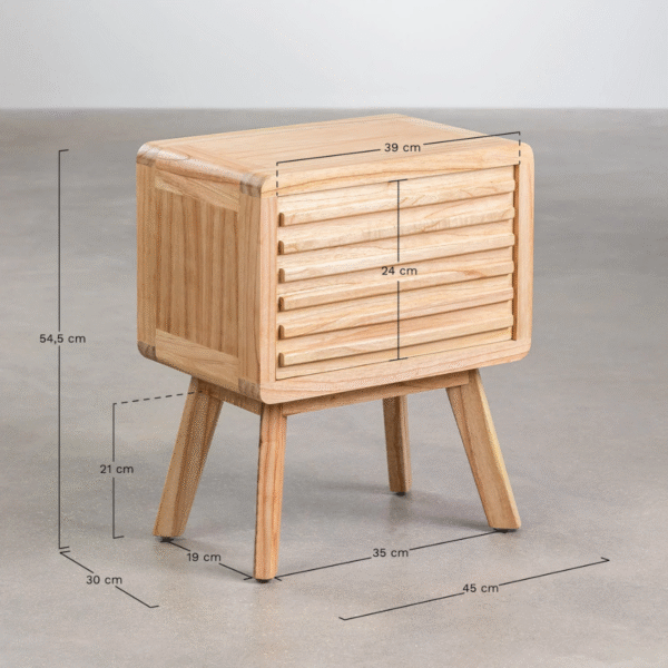 8 WoodBee Craft "The Louvre Horizon" Premium Slatted Wood Bedside Table