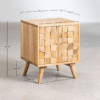 8 WoodBee Craft "The Checker Block" Premium Mosaic Wood Bedside Table