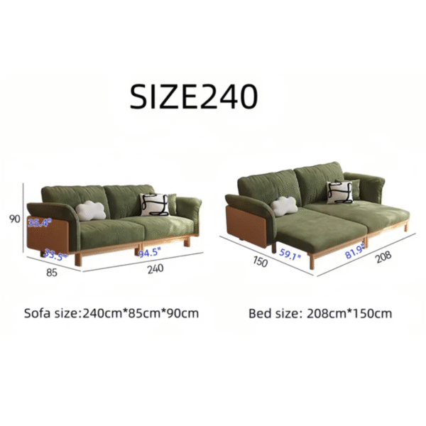 8 WoodBee Craft "The Verdant Flex" Premium Convertible Wood Sleeper Sofa
