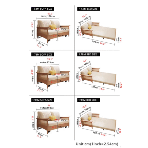 9 WoodBee Craft "The Kyoto Fold" Premium Fold Out Wood Sleeper Sofa