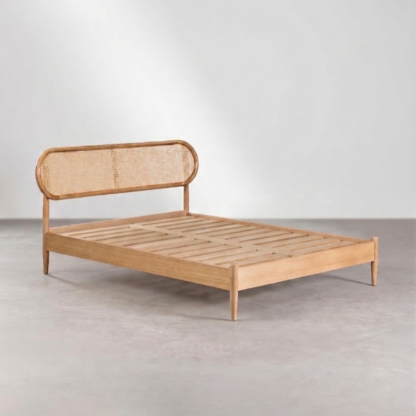 WBC-BED-0 WoodBee Craft "The Aurelia Loop" Premium Rattan Cane Platform Bed