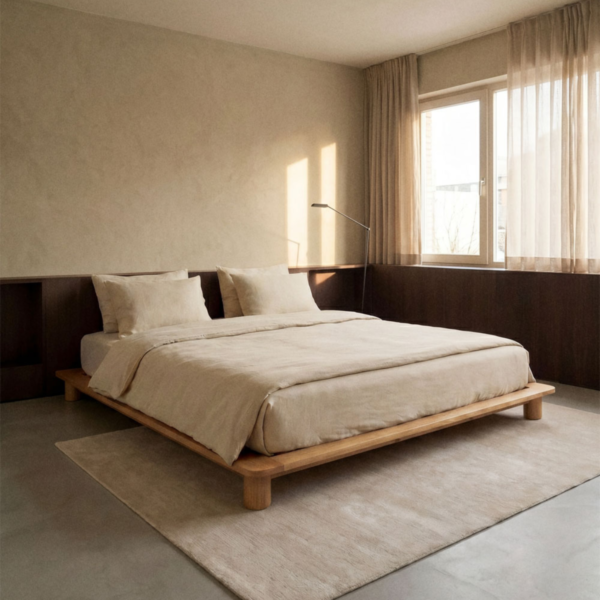WBC-BED-005 WoodBee Craft "The Kanso Zen" Premium Low Profile Wooden Platform Bed