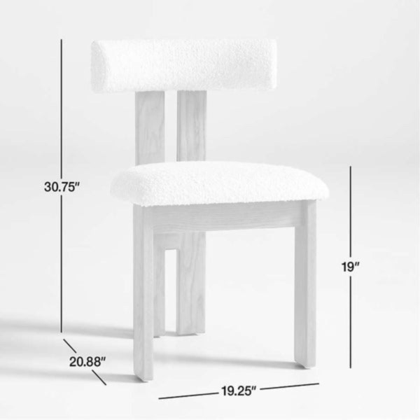 WoodBee Craft "The Nordic Horizon" Handcrafted Upholstered Bouclé Wood Dining Chairs (Set of 2)