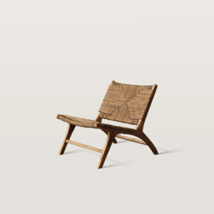 Modern woven rope low lounge chair with solid wood frame by WoodBee Craft