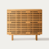 1 Modern ventilated slatted wood shoe cabinet in light oak finish with three doors by WoodBee Craft
