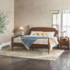 1 Traditional solid wood turned spindle bed frame in warm walnut finish with curved headboard by WoodBee Craft