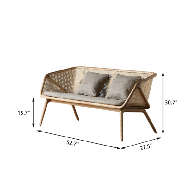 1 WoodBee Craft "The Solstice Duo" Handcrafted 2 Seater Cane Woven Loveseat Sofa