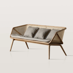 WoodBee Craft "The Solstice Trio" Handcrafted 3 Seater Rattan Barrel Mesh Sofa
