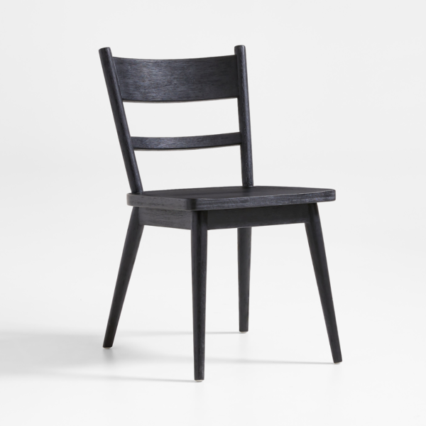 1 Modern black wooden ladder back dining chair set of 2 with splayed legs by WoodBee Craft