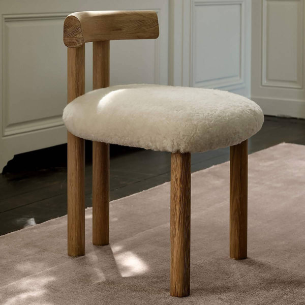 10 WoodBee Craft "The Nordic Cloud" Handcrafted Bouclé T-Bar Dining Chairs (Set of 2)