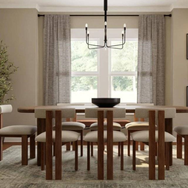 WoodBee Craft "The Nordic Horizon" Handcrafted Upholstered Bouclé Wood Dining Chairs (Set of 2)