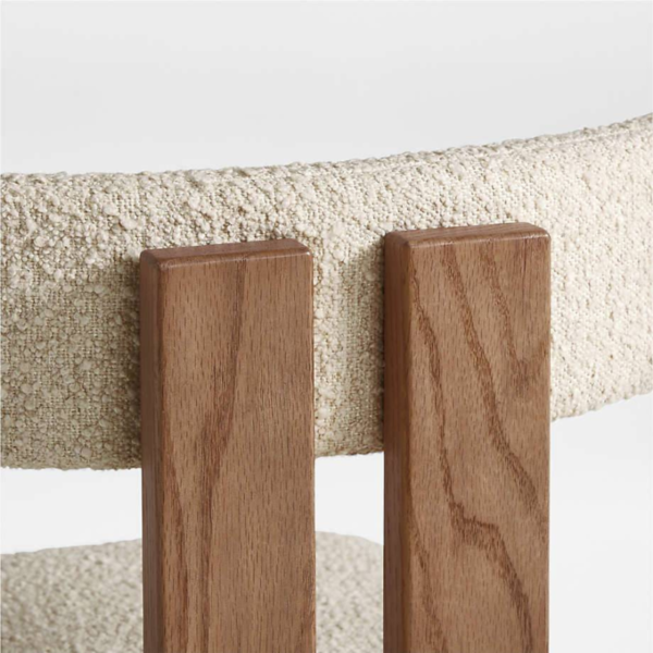 WoodBee Craft "The Nordic Horizon" Handcrafted Upholstered Bouclé Wood Dining Chairs (Set of 2)