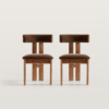 WoodBee Craft "The Nordic Horizon" Handcrafted Upholstered Bouclé Wood Dining Chairs (Set of 2)