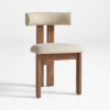 WoodBee Craft "The Nordic Horizon" Handcrafted Upholstered Bouclé Wood Dining Chairs (Set of 2)