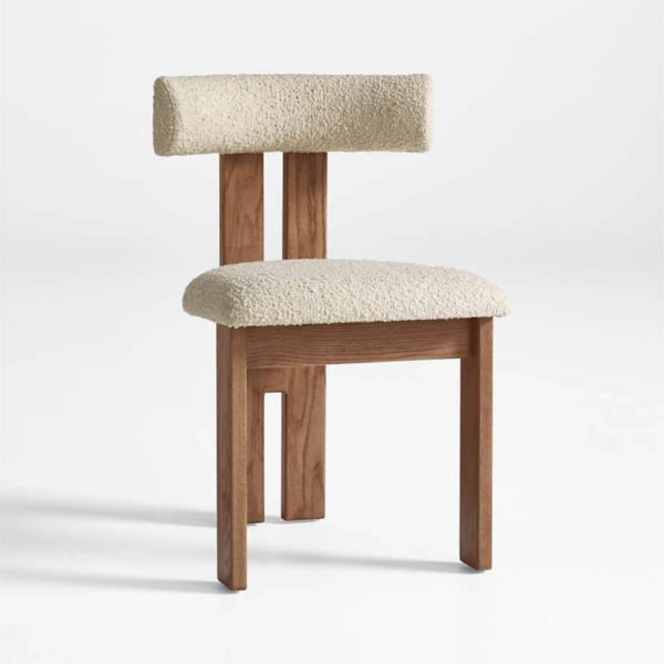 WoodBee Craft "The Nordic Horizon" Handcrafted Upholstered Bouclé Wood Dining Chairs (Set of 2)