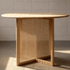 2 WoodBee Craft "The Solstice Round" Handcrafted Cane Mesh Base Dining Table