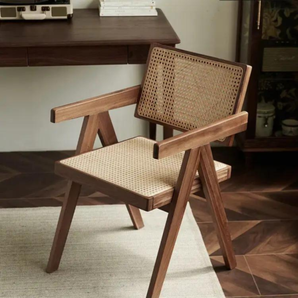 2 WoodBee Craft "The Capitol V" Handcrafted V Leg Cane Desk Armchair