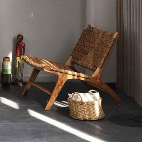 2 WoodBee Craft "The Solstice Wave" Handcrafted Woven Rope Low Lounge Chair