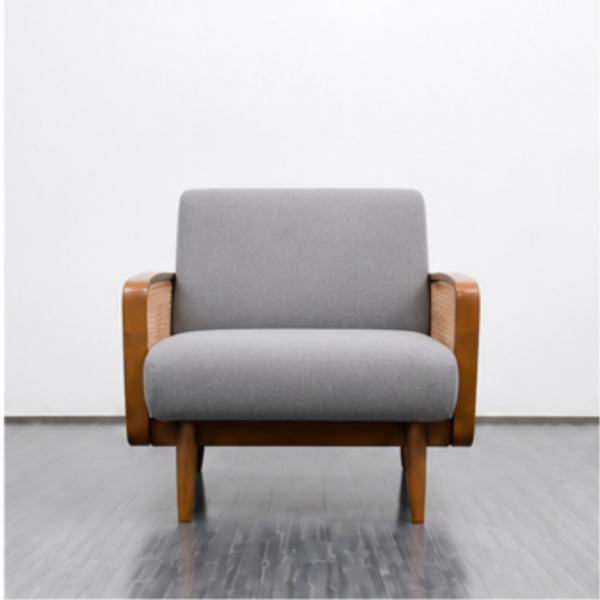 WoodBee Craft "The Nordic Solo" Premium Single Seater Cane Armchair Sofa