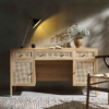 WoodBee Craft "The Artisan Atelier" Natural Cane Wood Executive Computer Desk