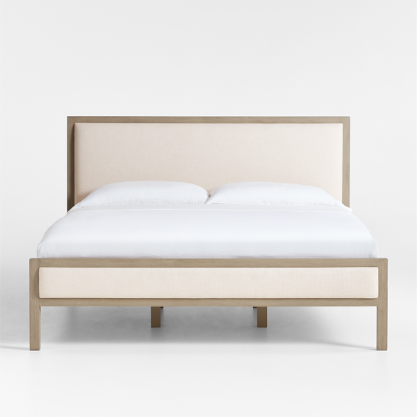 2 WoodBee Craft "The Haven Linen" Premium Upholstered Wood Panel Bed Frame