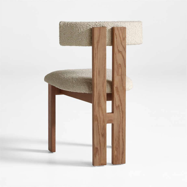 WoodBee Craft "The Nordic Horizon" Handcrafted Upholstered Bouclé Wood Dining Chairs (Set of 2)