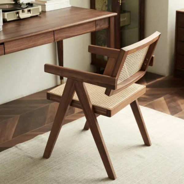3 WoodBee Craft "The Capitol V" Handcrafted V Leg Cane Desk Armchair