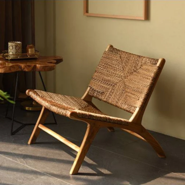 3 WoodBee Craft "The Solstice Wave" Handcrafted Woven Rope Low Lounge Chair