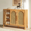 3 WoodBee Craft "The Archway Sanctuary" Handcrafted Arched Cane Door Shoe Storage Cabinet