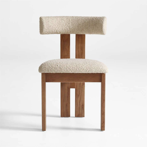 WoodBee Craft "The Nordic Horizon" Handcrafted Upholstered Bouclé Wood Dining Chairs (Set of 2)