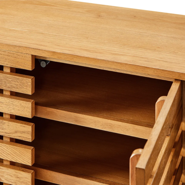 4 WoodBee Craft "The Gridline Breeze" Handcrafted Ventilated Slatted Wood Shoe Cabinet
