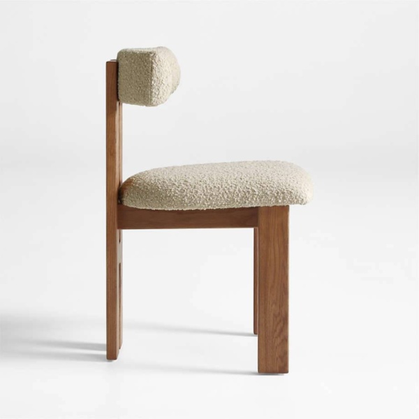 WoodBee Craft "The Nordic Horizon" Handcrafted Upholstered Bouclé Wood Dining Chairs (Set of 2)
