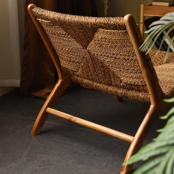 5 WoodBee Craft "The Solstice Wave" Handcrafted Woven Rope Low Lounge Chair