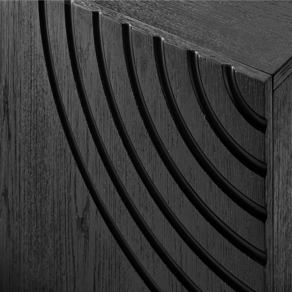 5 WoodBee Craft "The Eclipse Arch" Handcrafted Carved Black Wood TV Console Credenza