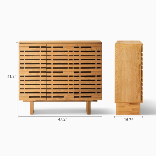 5 WoodBee Craft "The Gridline Breeze" Handcrafted Ventilated Slatted Wood Shoe Cabinet