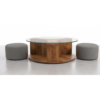 5 WoodBee Craft "The Trio Sphere" Round Glass Coffee Table with Nested Stools