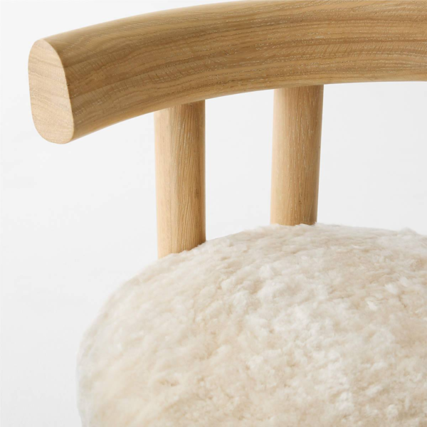 6 WoodBee Craft "The Nordic Cloud" Handcrafted Bouclé T-Bar Dining Chairs (Set of 2)