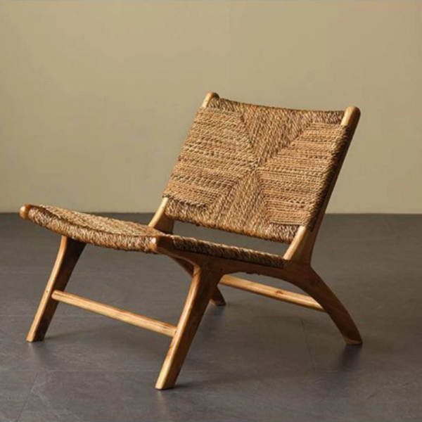 6 WoodBee Craft "The Solstice Wave" Handcrafted Woven Rope Low Lounge Chair