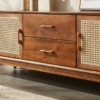 6 WoodBee Craft "The Solstice Credenza" Handcrafted Rattan Cane Door Wood TV Console