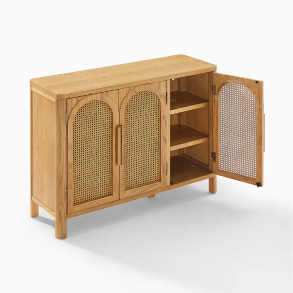 6 WoodBee Craft "The Archway Sanctuary" Handcrafted Arched Cane Door Shoe Storage Cabinet