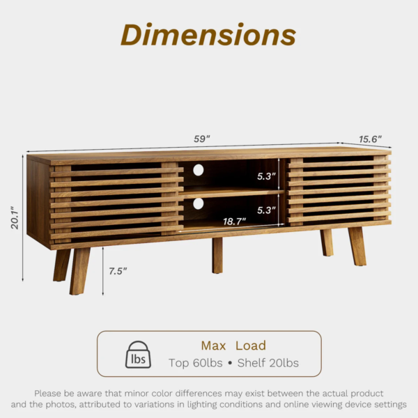 7 WoodBee Craft "The Horizon Slatted" Handcrafted Slatted Wood TV Console Cabinet
