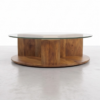 7 WoodBee Craft "The Trio Sphere" Round Glass Coffee Table with Nested Stools