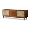8 WoodBee Craft "The Solstice Credenza" Handcrafted Rattan Cane Door Wood TV Console