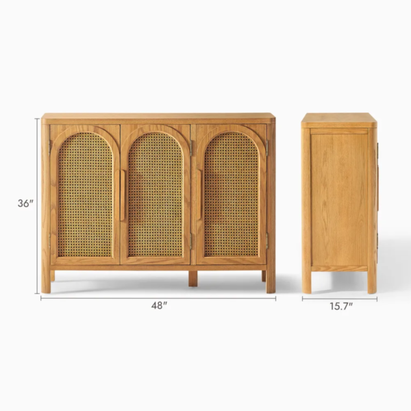 8 WoodBee Craft "The Archway Sanctuary" Handcrafted Arched Cane Door Shoe Storage Cabinet