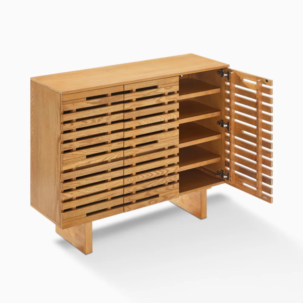 8 WoodBee Craft "The Gridline Breeze" Handcrafted Ventilated Slatted Wood Shoe Cabinet
