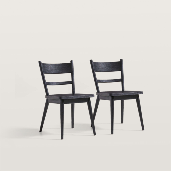 8 WoodBee Craft "The Onyx Ladder" Handcrafted Black Wooden Ladder Back Dining Chairs (Set of 2)