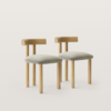 8 WoodBee Craft "The Nordic Cloud" Handcrafted Bouclé T-Bar Dining Chairs (Set of 2)