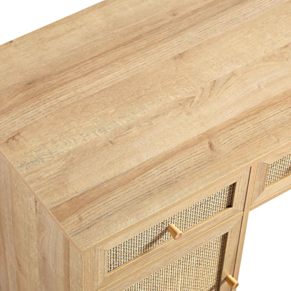 WoodBee Craft "The Artisan Atelier" Natural Cane Wood Executive Computer Desk